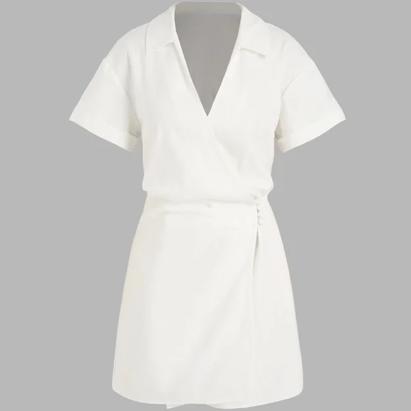 Cider | Dresses | New Solid Short Sleeve Mini Dress From Cider  Colorwhitesizexs | Poshmark